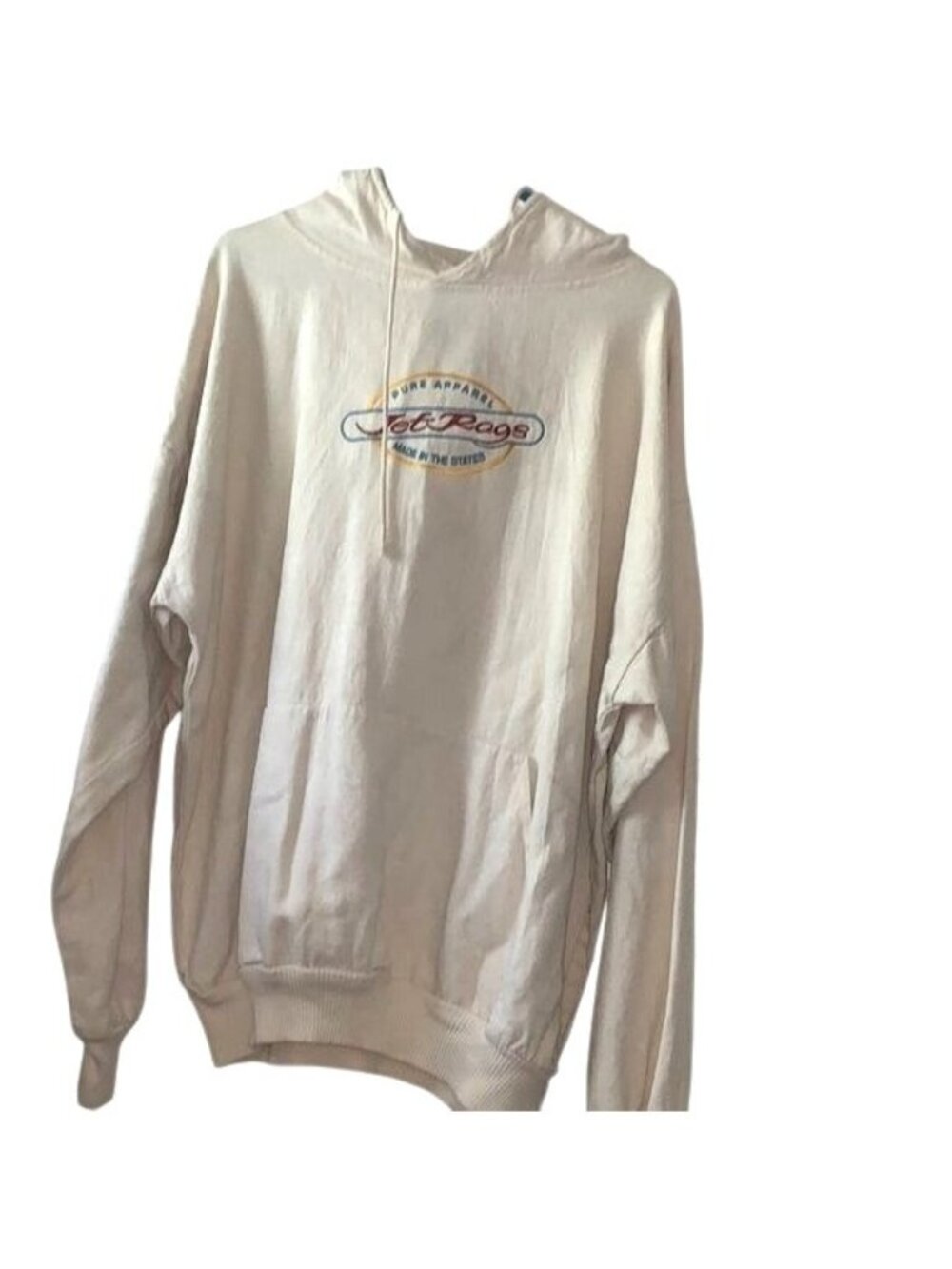 Jet Rags Beige Hoodie Pullover Sweatshirt Adult Size 2 Made In USA Cotton